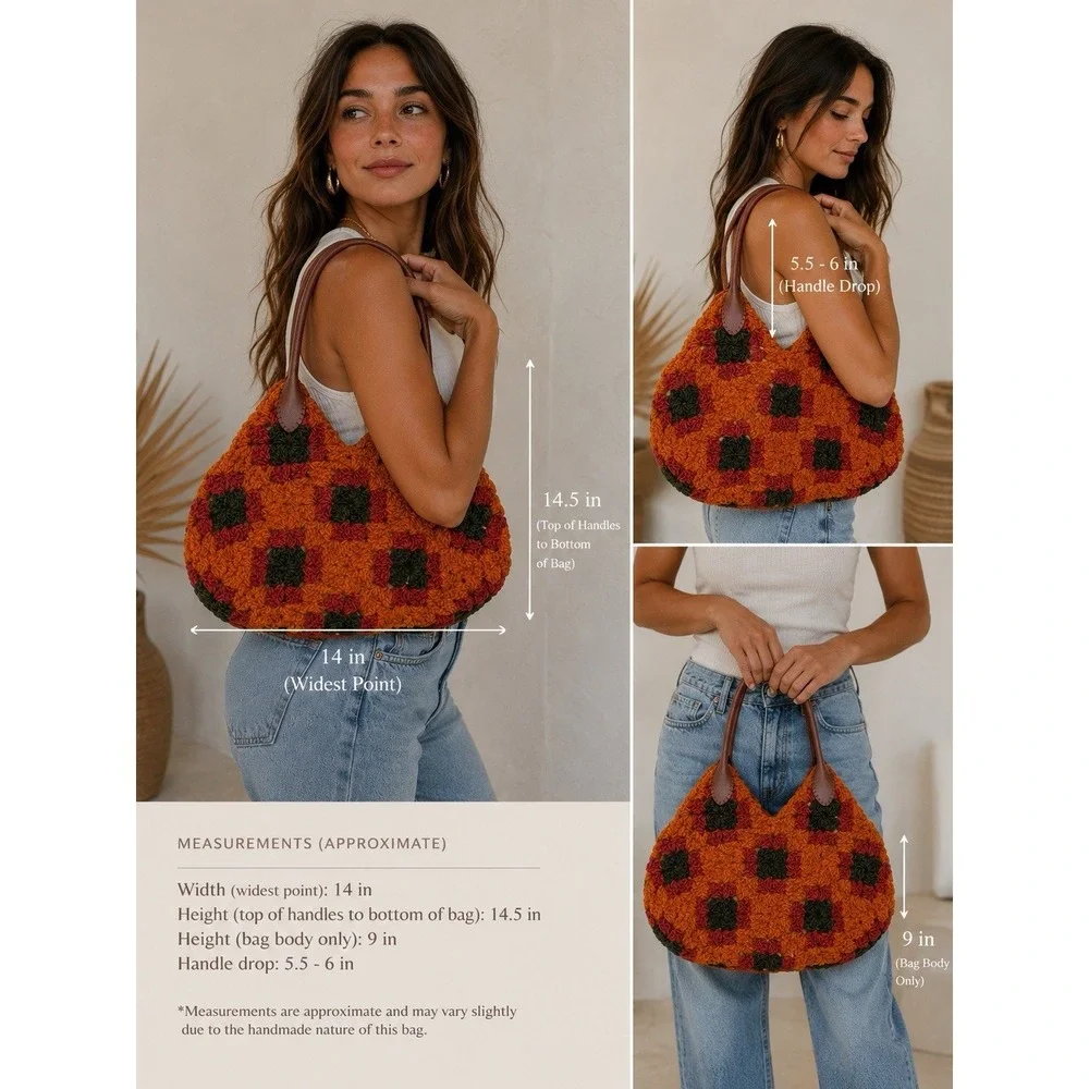 Hand Crocheted Square Handbag Granny core Cottagecore Coquette Boho Festival Y2K